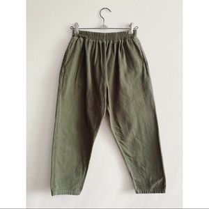 Sotela Ryan Trousers Olive Green Cotton Twill Pull On High Rise Casual Pants 1